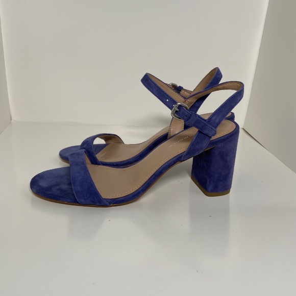 BCBGeneration Blue Suede Sandal Heels Size 7 - Picture 2 of 6